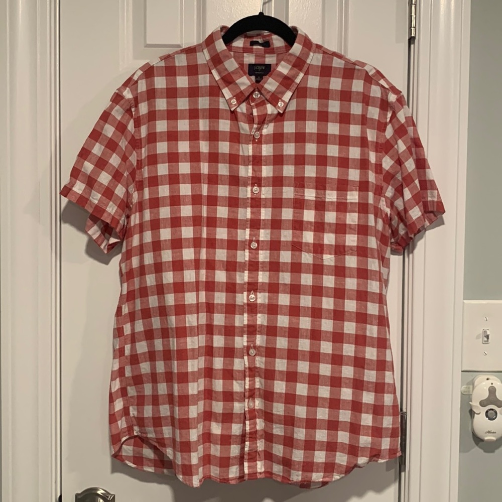 J. Crew XL Homespun Slim Short Sleeve Button Down